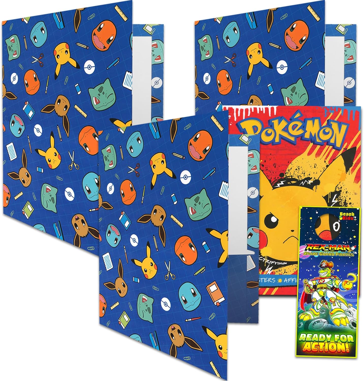 3 Pokemon School Folders Bundle with 3 Pokemon 2 Pocket