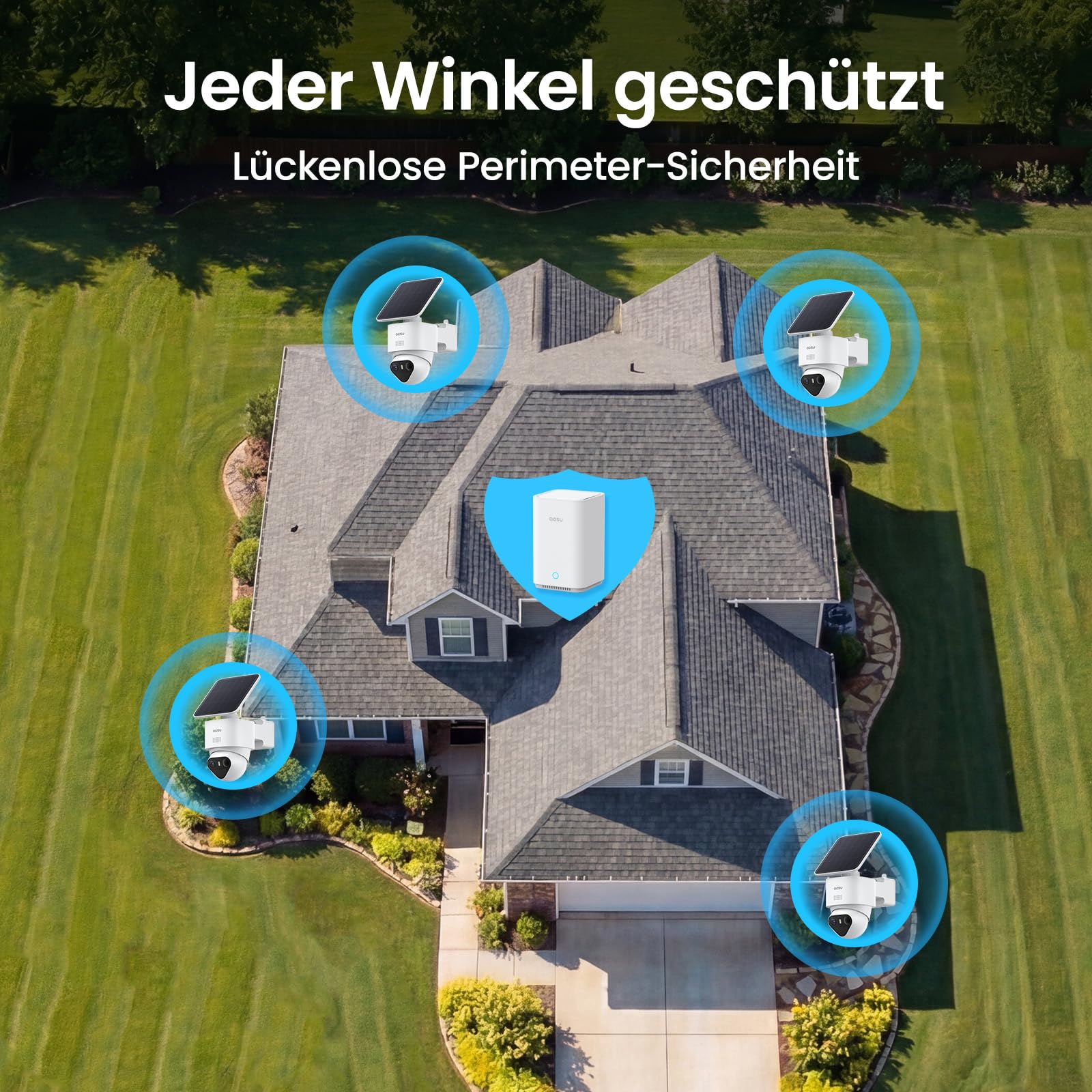 aosu T2 Ultra Zestaw 4 Kamer Solarnych 4K UHD WiFi — 360° Obrót, Auto-Tracking, Kolorowa Noktowizja, Stacja aosuBase 2.0, bez Abonamentu — miniatura 2
