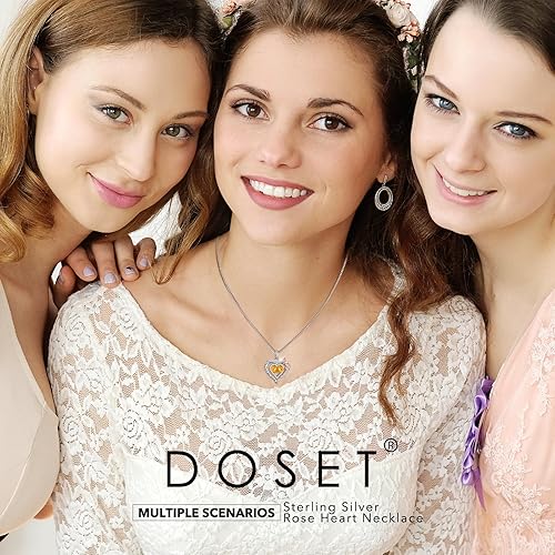 Miniatura 7 de Valentines Day Gifts - Sterling Silver Rose Heart Birthstone Necklace Anniversary Birthday Christmas Mothers Day Gifts - Women Jewelry Gifts for