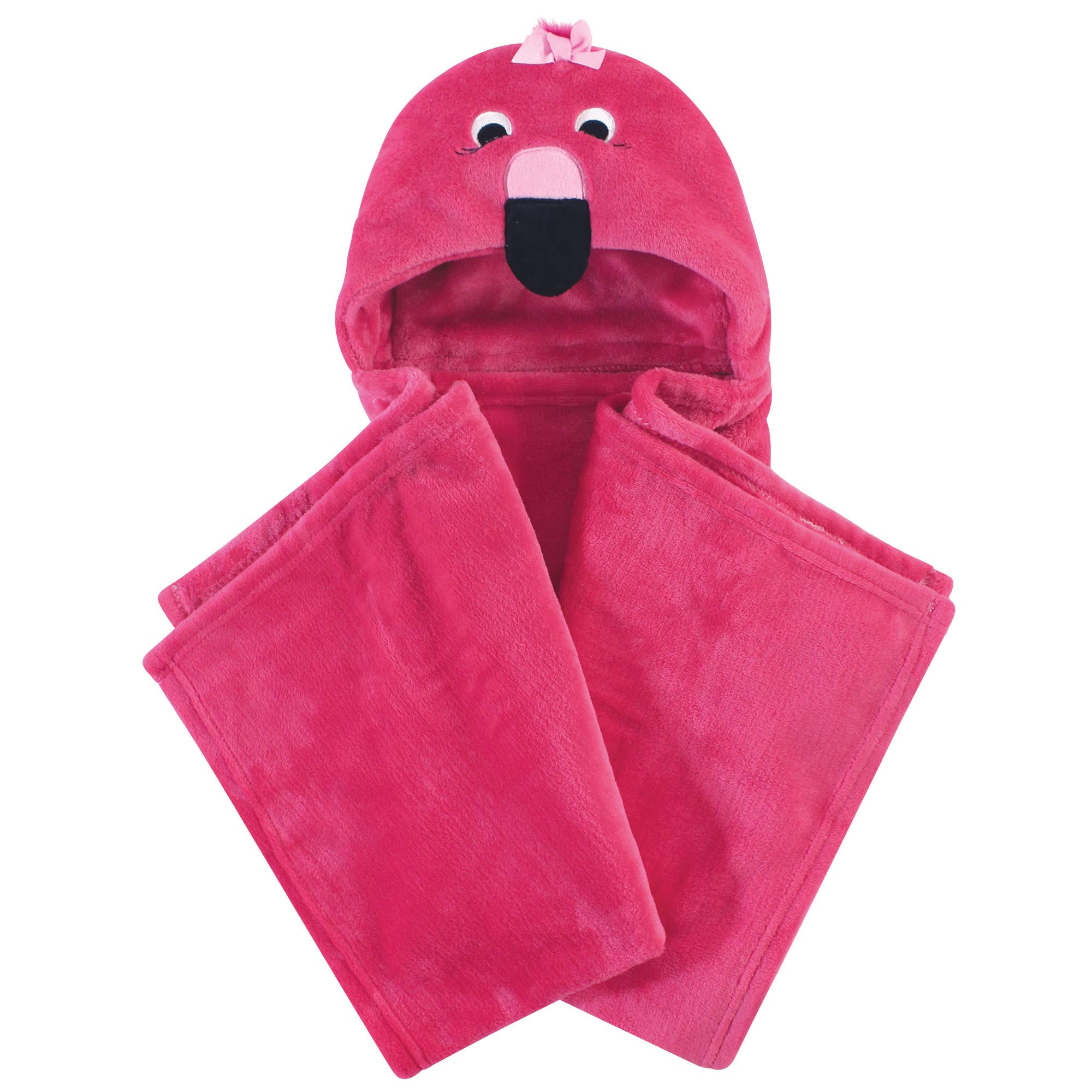 Hudson Baby Unisex Baby and Toddler Hooded Animal Face Plush Blanket, Flamingo, One Size