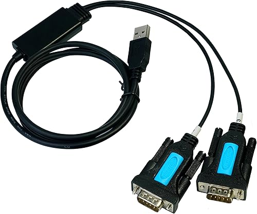 Cable USB a RS232 de 2 puertos USB a RS232, adaptador serial DB9, convertidor de 9 pines macho a macho con tornillos de pulgar (Wtornillos de