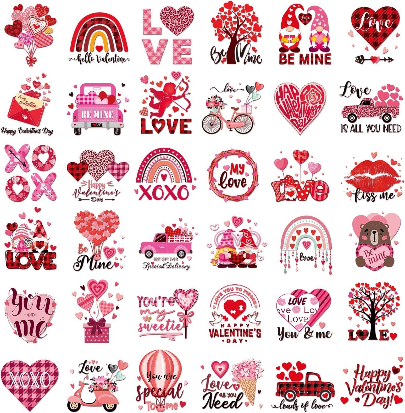 Amazon.com: 6 Pcs Valentine's Iron on Transfers Decals Valentine Iron ...