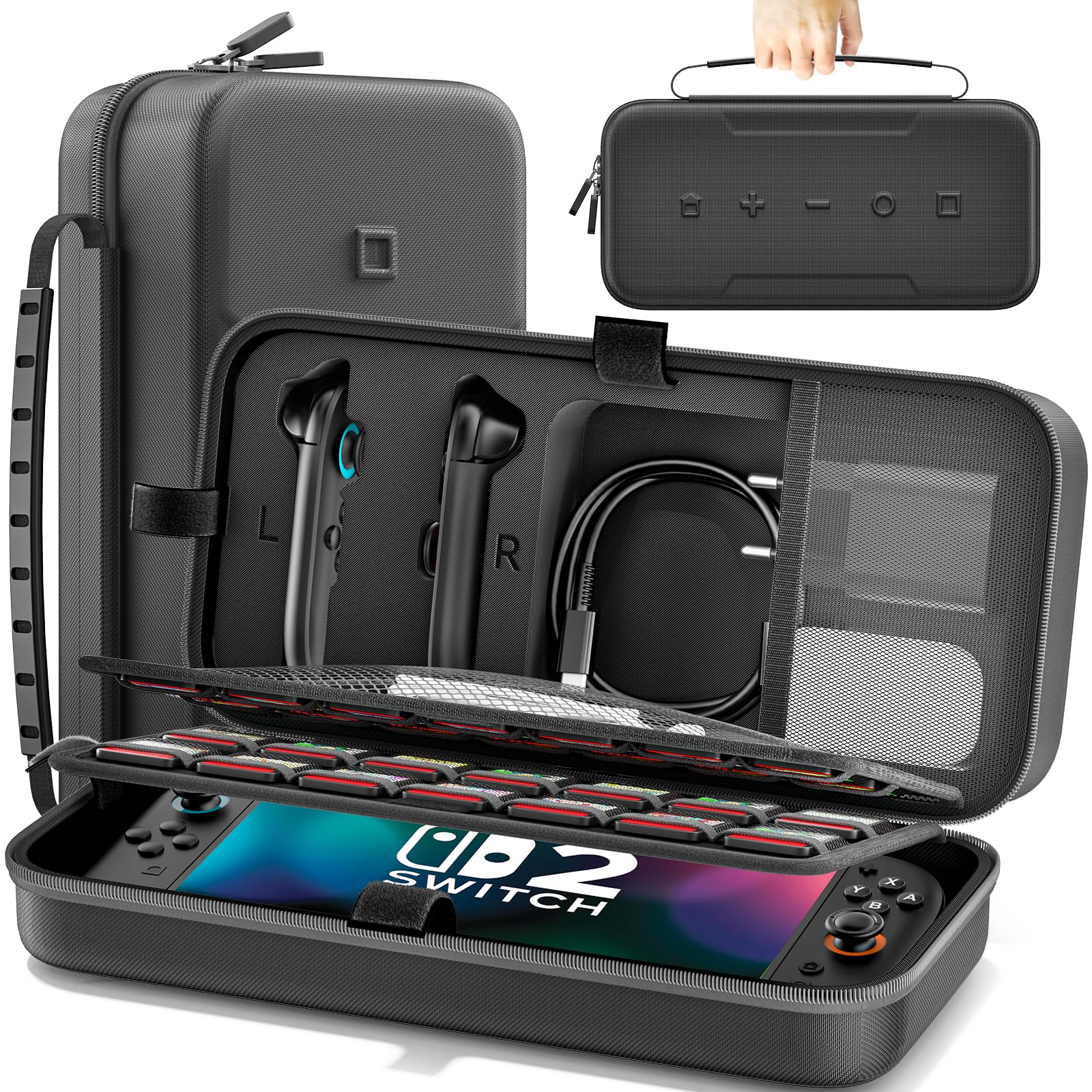 Étui de Protection Rigide pour Nintendo Switch 2 2025, Coque de Transport Compatible avec Switch 2 & Switch 1, Housse de Rangement Grande Capacité pour la Console Nintendo Switch et Ses Accessoires