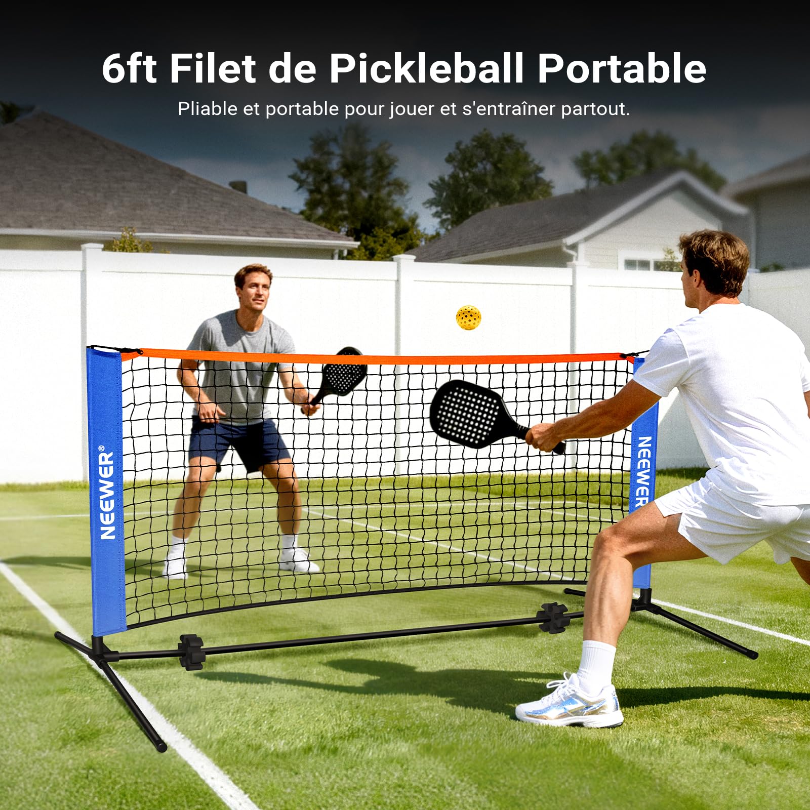 NEEWER Filet Pickleball de 1,8m de Large,Petit équipement Portable et Pliable pour Allée, Accessoires pour Entraînement et Pratique du Pickleball en Intérieur et en Extérieur,Aucun Outil Requis,PB01N