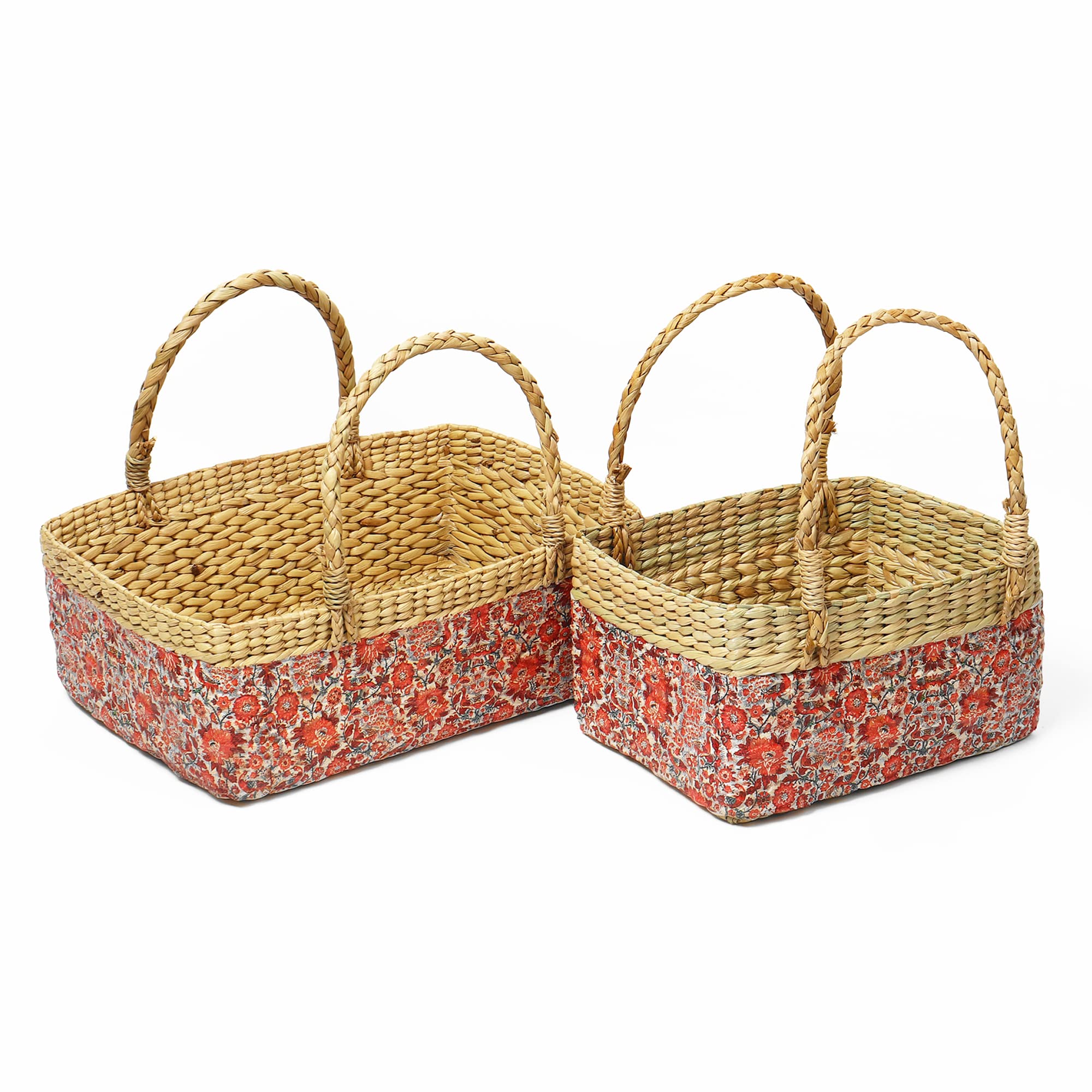 Habere India-All the Cultures Fabricating India Gift hamper baskets | decorative storage baskets | clothes storage baskets | Seagrass Fruit baskets - Rectangular, Red (Decoupage of 2 - Medium & Large) (B0B7MG3Q92) Amazon Price History, Amazon Price Tracker