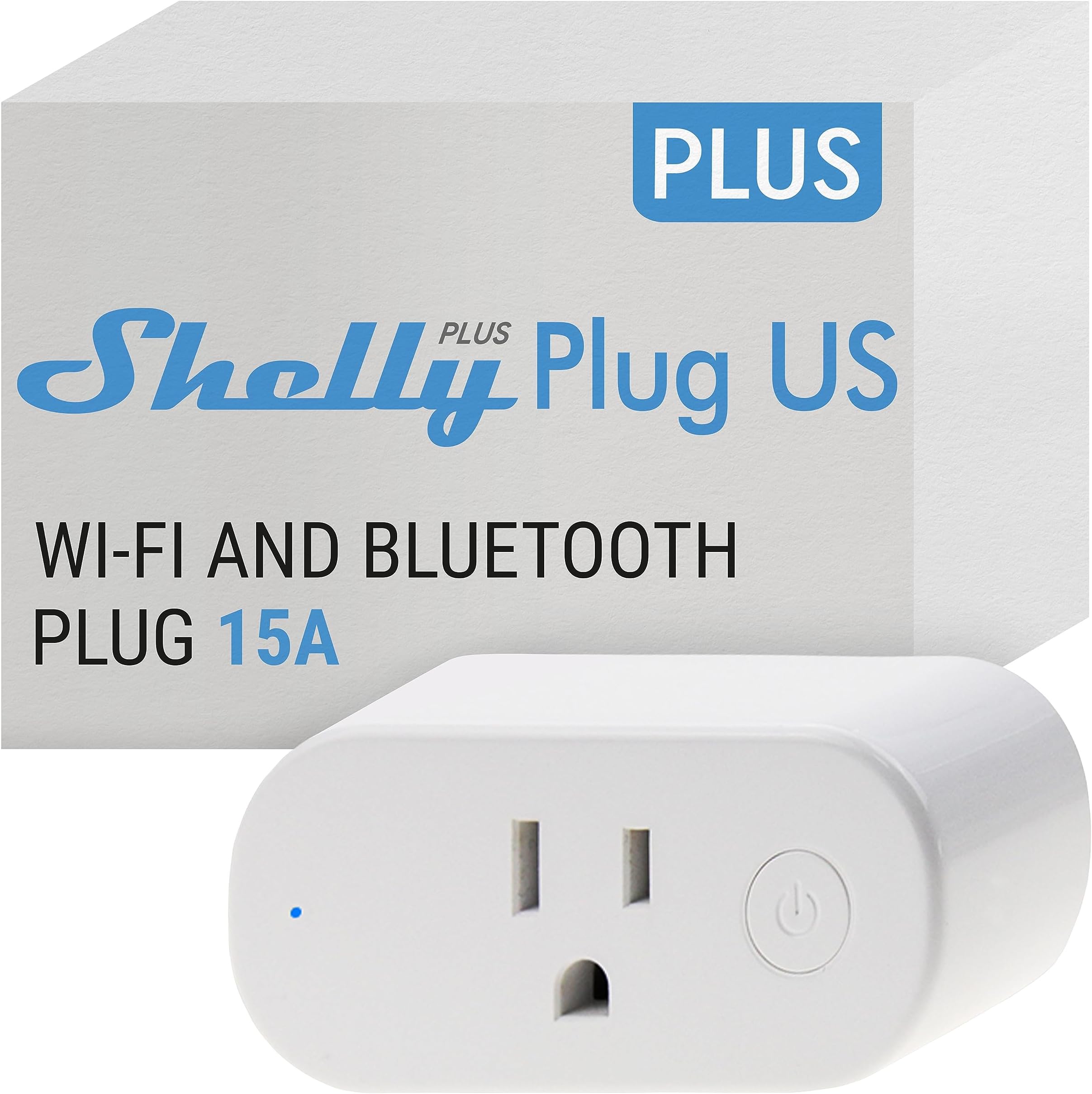 Shelly Smart Plug, Smart Home WiFi and Bluetooth Outlet with Power Metering, Works with Google Home, Alexa, Home Assistant, Smart Socket, No Hub, Easy Setup, Remote Control, Plus Plug US