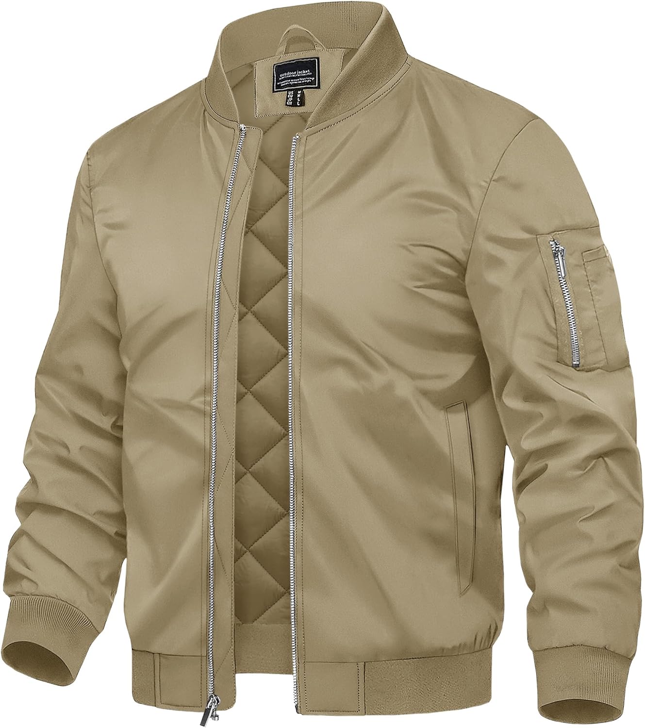 TACVASEN Men's Bomber Jackets Thermal Quilted Jacket Water Resistant Warm Winter Coats