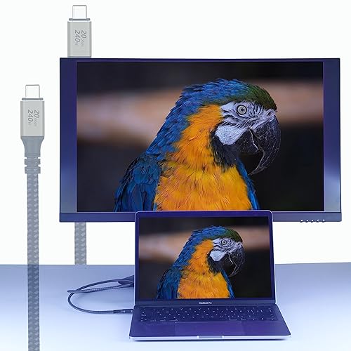 Miniatura 7 de Cable USB 3.2 Gen 2 de 20 Gbps 240 W 6.6 pies6.6 ft PD cable trenzado de nailon de carga rápida con velocidad de transferencia de datos de 20 Gbps