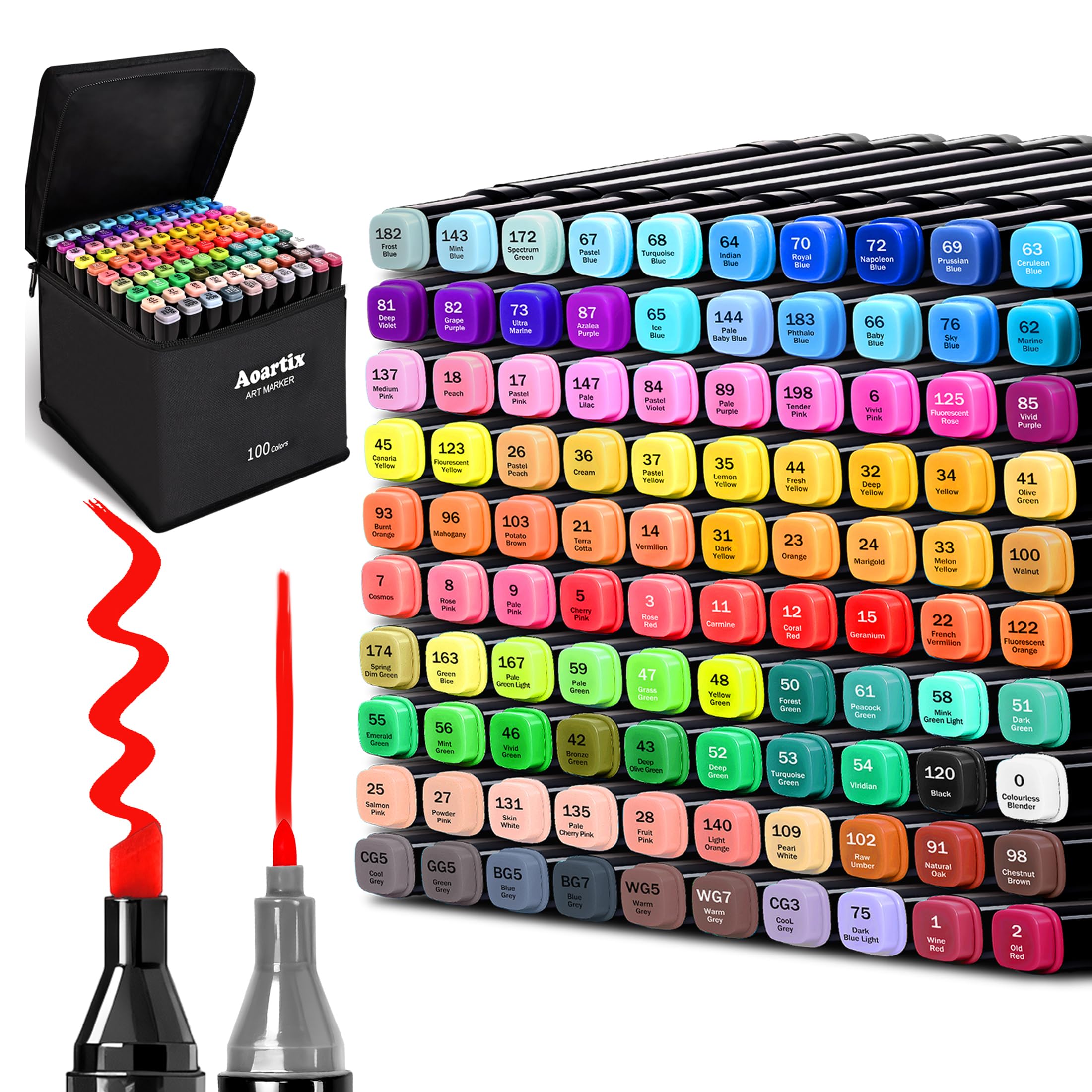 100 Colors Dual Tip Alcohol Markers, Permanent Drawing Pens for Art Sketch | Fine & Chise…