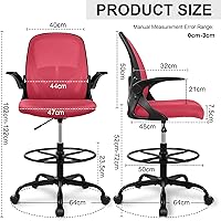 Vista 7 de Primy Silla de dibujo alta de oficina con reposabrazos abatibles, silla de escritorio ergonómica ejecutiva para computadora con soporte lumbar