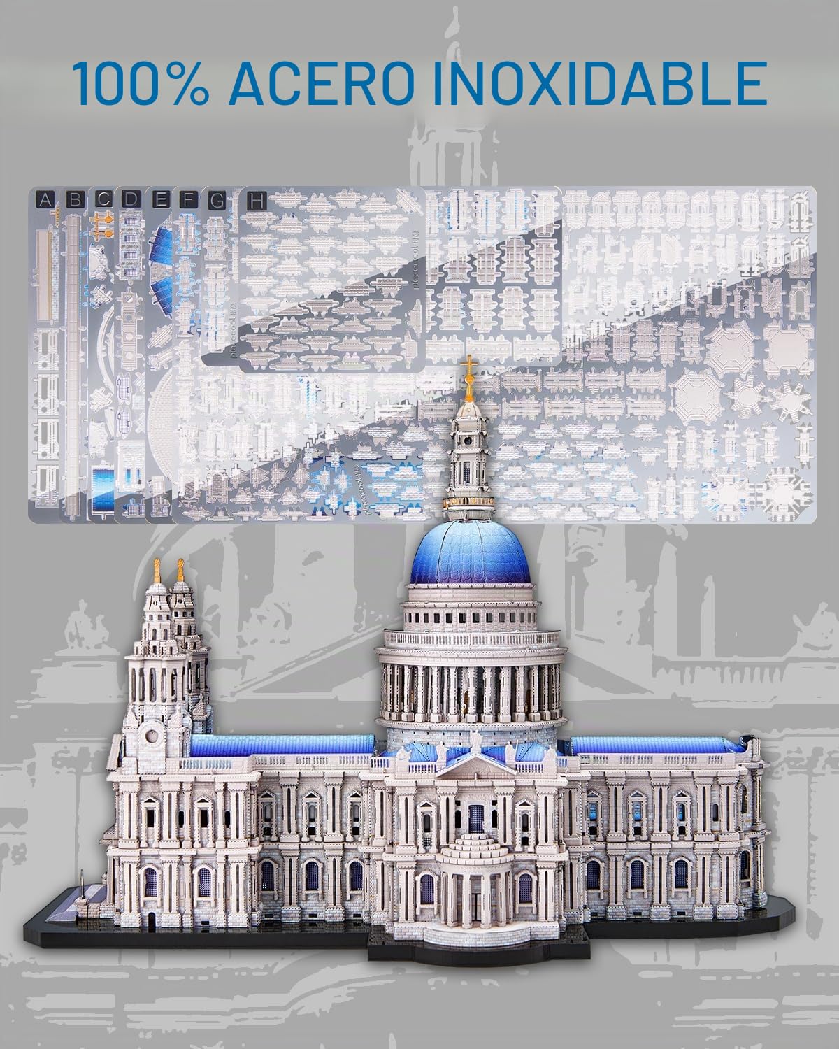 Piececool Rompecabezas de metal 3D Catedral de San Pablo, arquitectura clásica, 639 piezas, 12 cm x 20 cm, para adultos, acero inoxidable, regalo