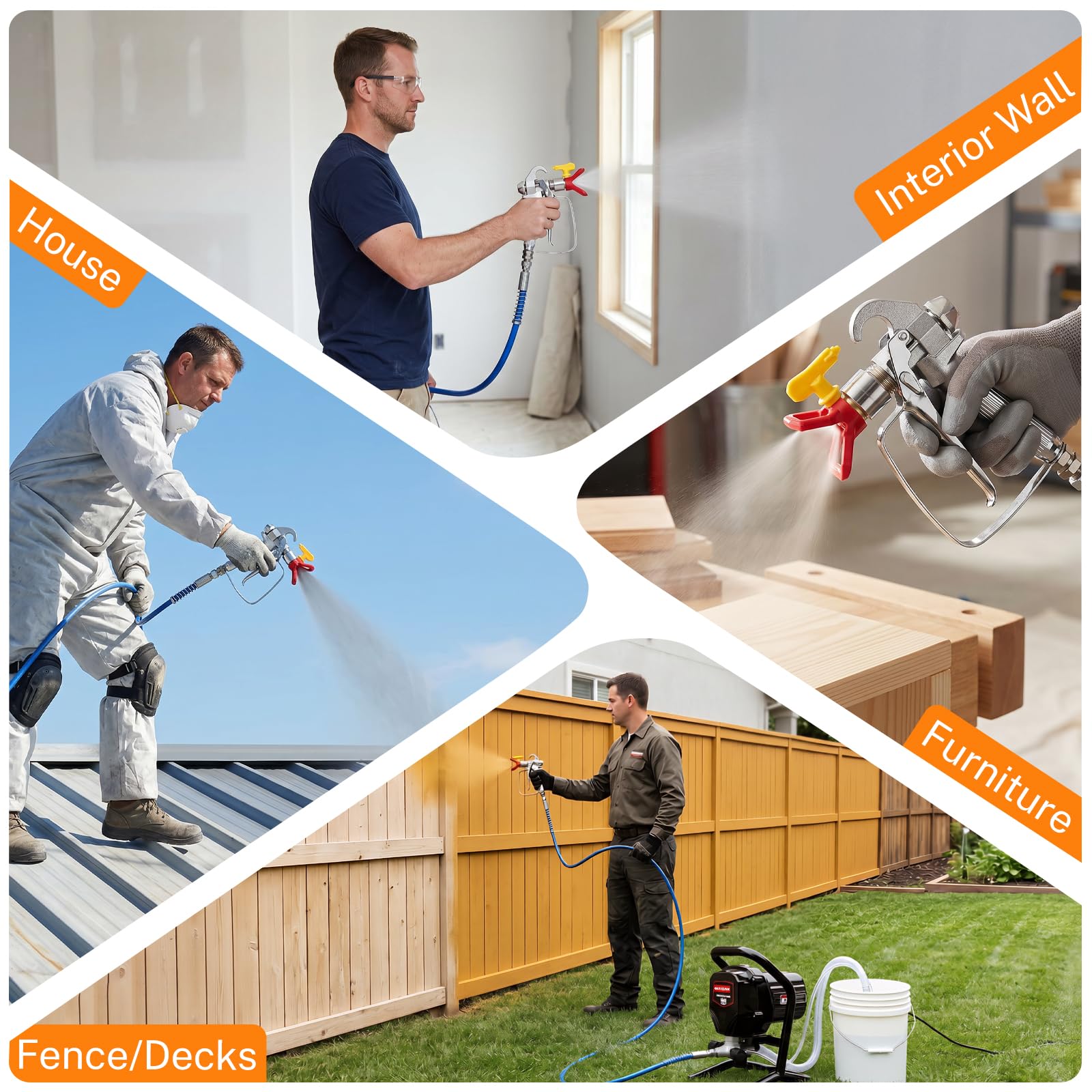 Pulverizador de pintura sin aire de 750 W, pistola de pintura eléctrica de alta presión de 3300 PSI con barra de extensión, herramienta de pintura profesional para paredes interiores