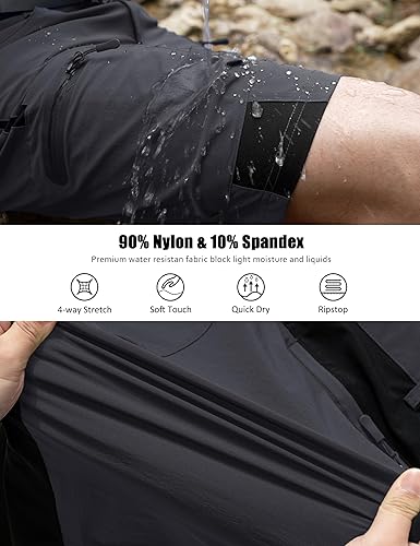 Miniatura 3 de MAGCOMSEN Pantalones cortos de senderismo para hombre, 5 bolsillos, antidesgarros, secado rápido, pantalones cortos deportivos de verano para