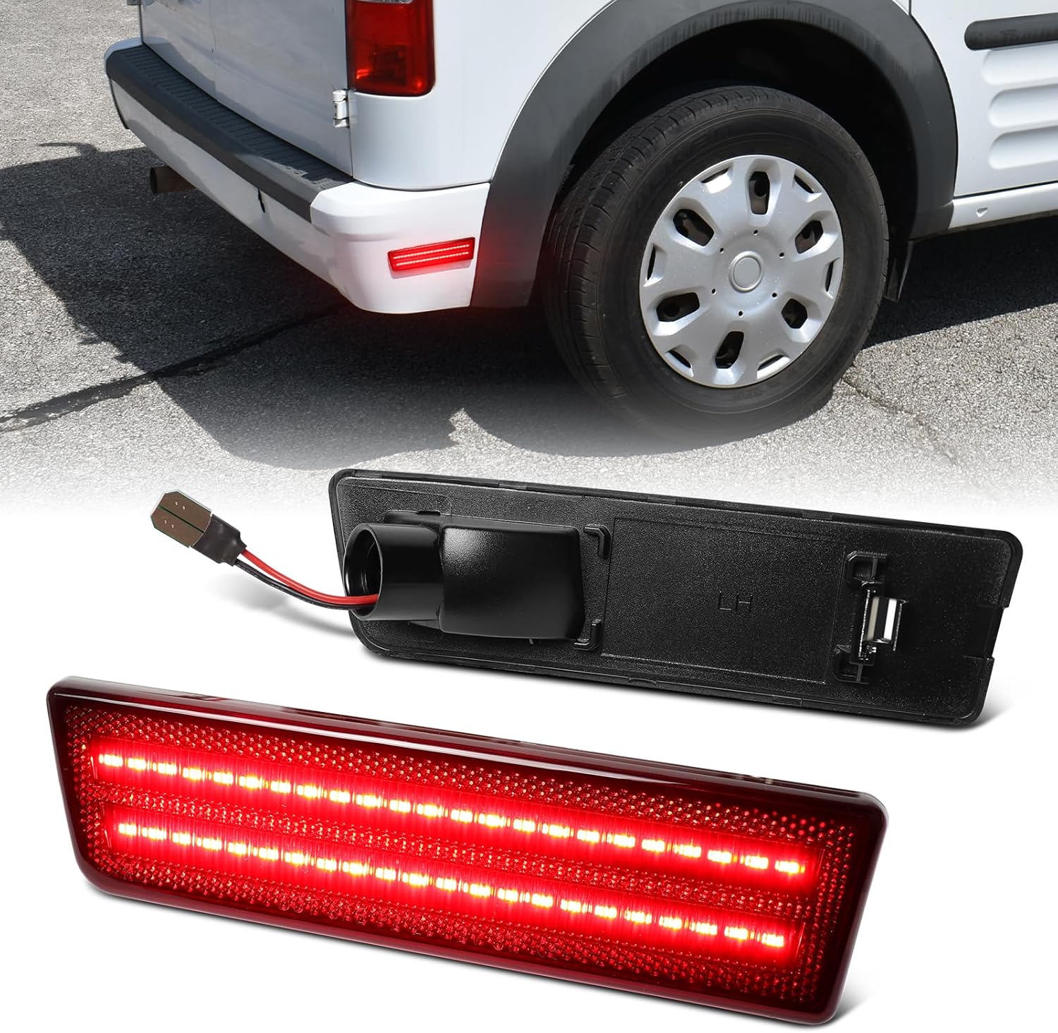 LED Side Marker Lights for 2010-2013 Ford Transit Connect Front Bumper Marker Reflectors Lamps, Smoked Len Amber