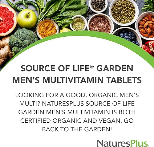Miniatura 3 de Nature 's Plus – Fuente de la vida Jardín Orgánico de los hombres Multi, 90 Vegan tabletas
