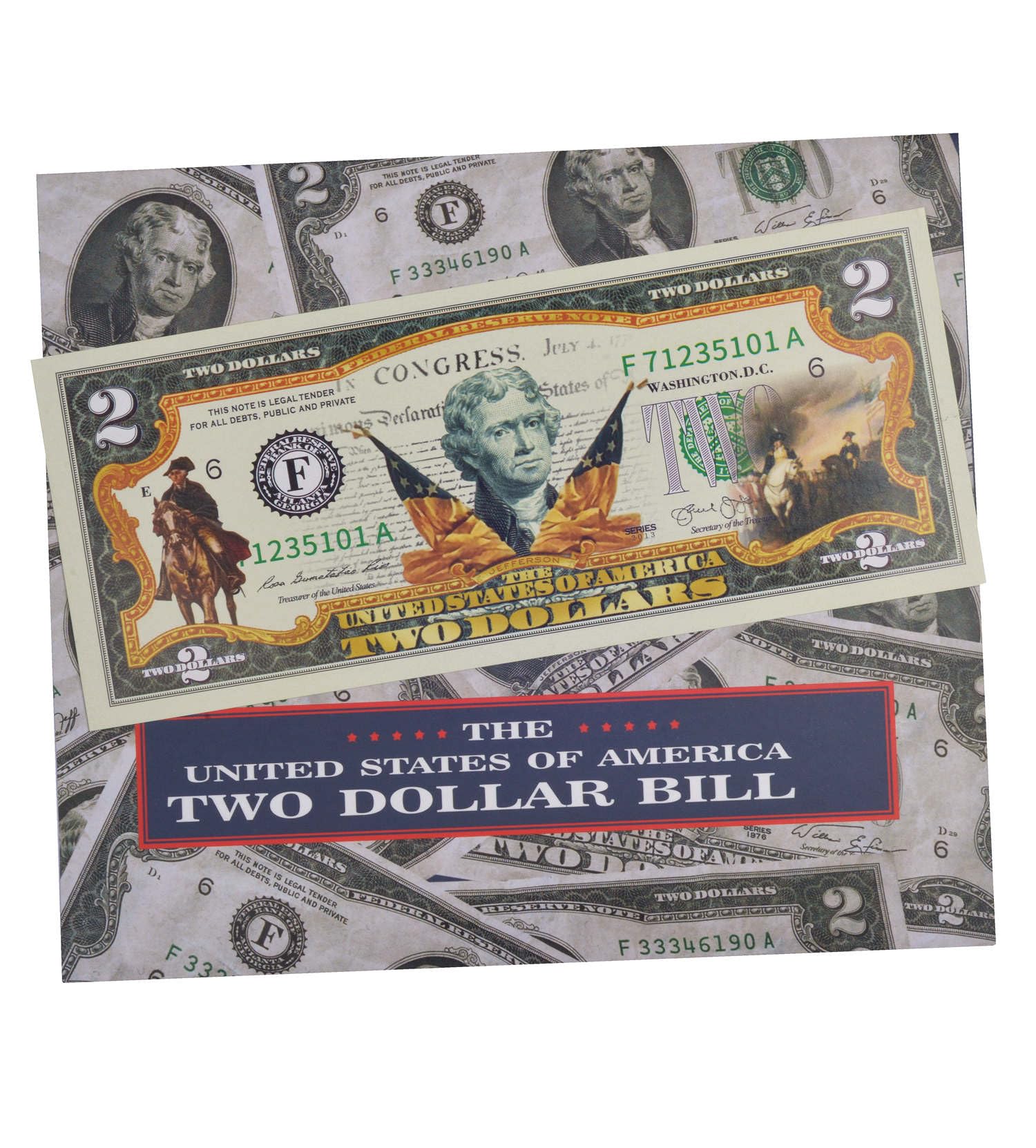 250th Anniversary Collectible $2 Bill | Independence Day 2 Dollar Bill Uncirculated Commemorative Coin Declaration of Independence