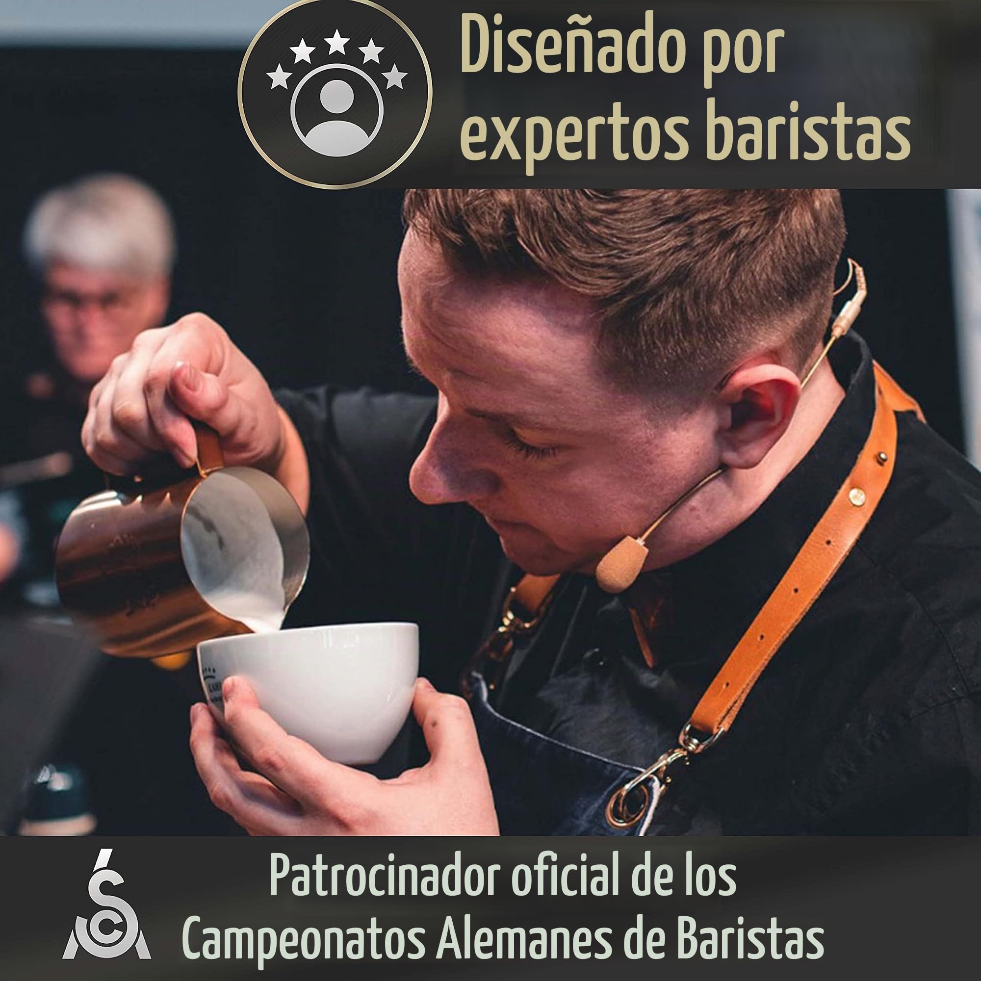 Barista Legends® Tamper de 58,5 mm – Prensador de espresso premium de acero inoxidable con mango de madera – Base anti_vacío para un disco uniforme sin canalizar – Accesorio perfecto para los amantes