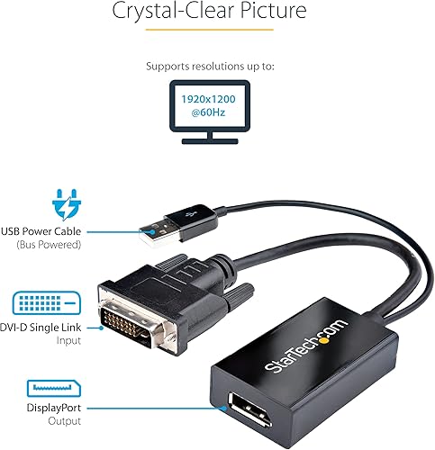 Miniatura 4 de StarTech.com Adaptador DVI a DisplayPort - Alimentación USB - 1920 x 1200 - Convertidor DVI a DisplayPort - Adaptador de video - DVI-D a DP (DVI2DP2)