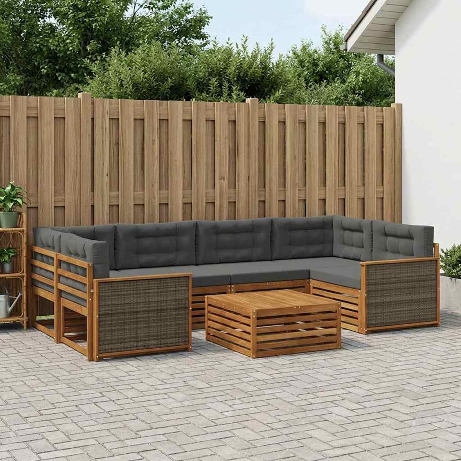 Outdoor Möbelset aus massivem Akazienholz, wetterbeständig, modulares Design für Garten, Terrasse und Balkon 3383080