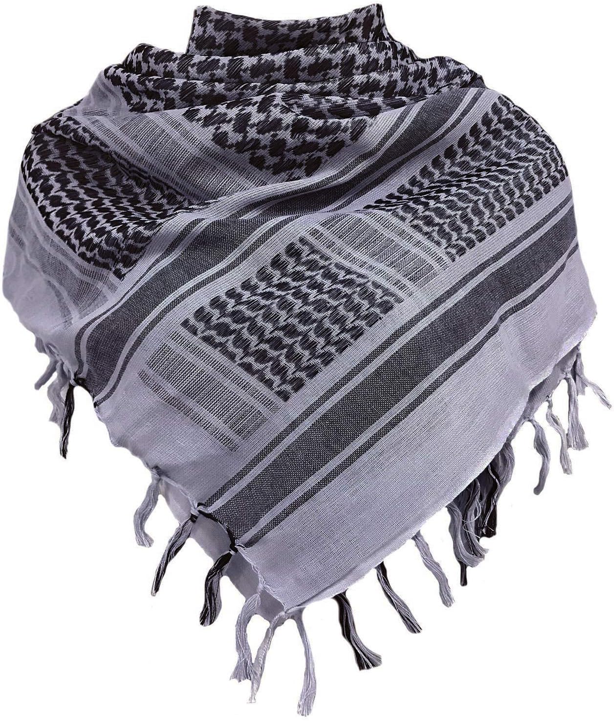 Chalier Fashion Shemagh Palestinian Scarf 100% Cotton Military Tactical Desert Scarf Arabian Desert Scarves Unisex Neckerchief Head Scarf Men and Women Reusable