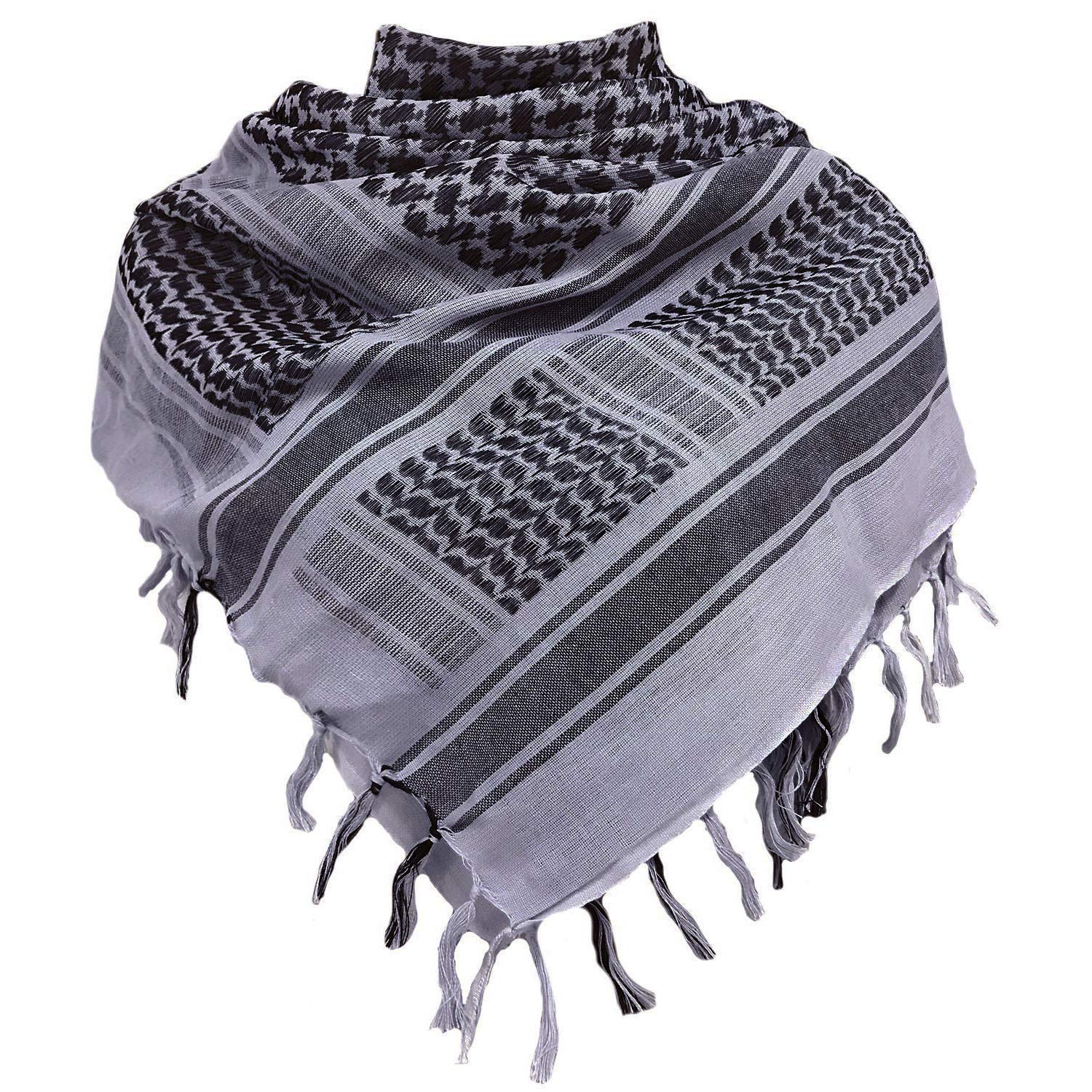 Chalier Fashion Shemagh Palestinian Scarf 100% Cotton Military Tactical Desert Scarf Arabian Desert Scarves Unisex Neckerchief Head Scarf Men and Women Reusable