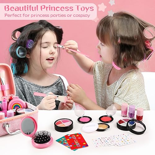 Miniatura 2 de Kit de maquillaje para niños para niñas, kit de maquillaje lavable real, juguete de maquillaje para niñas pequeñas, juego de maquillaje para niños
