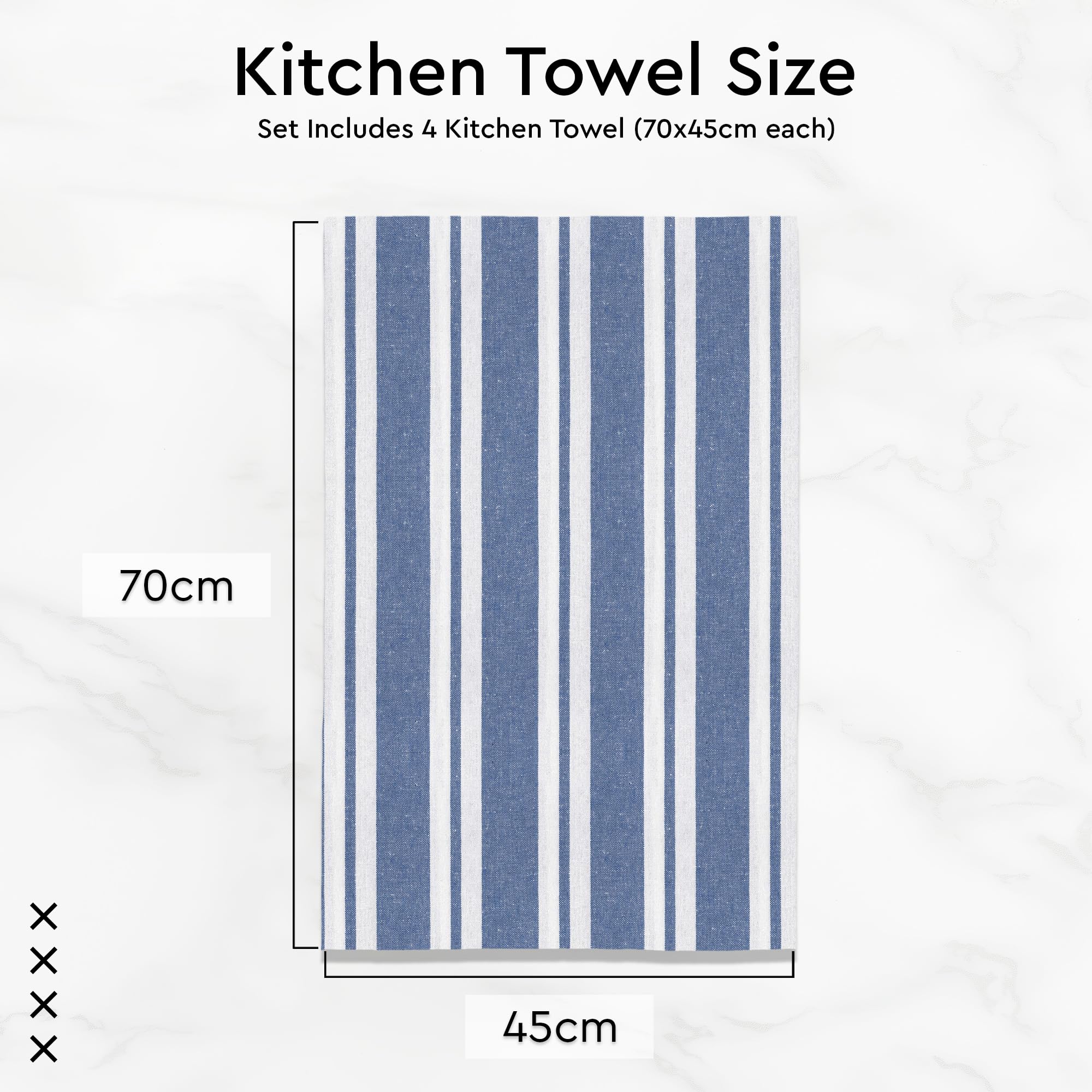 Encasa XO Kitchen Towels, Cotton Dish Cloths, Reusable Tea Towels Blue 4