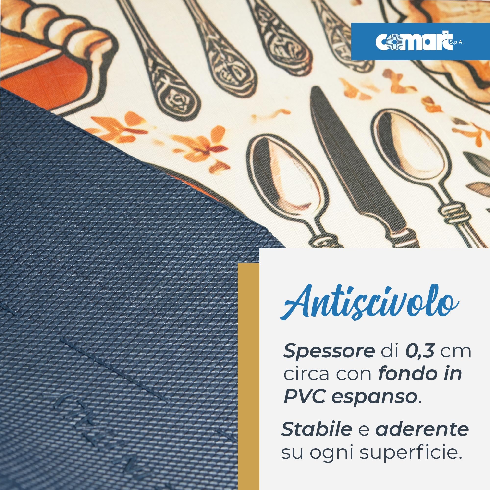 Comart - Tapis Cuisine Austin - Imperméable - 50x170 - Thanksgiving