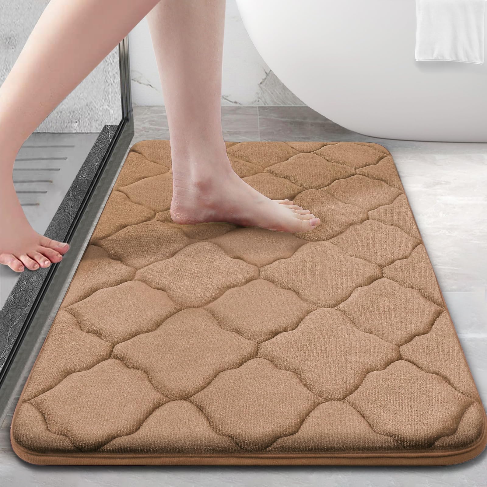 OLANLY Memory Foam Bath Mat Rug 30x20, Ultra Soft and Absorbent Bathroom Rugs, Non-Slip, Comfortable, Machine Washable Bath Carpet for Bathroom Floor,