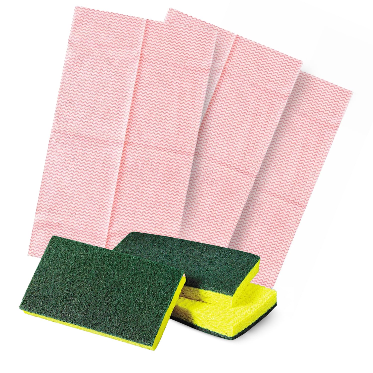 6 Pieces Cleaning Set 3 Multi-use Dish Cloths 3 Dual-Sided Sponges for Cleaning Kitchen Dishes Bathroom Absorbent Non-Scratch