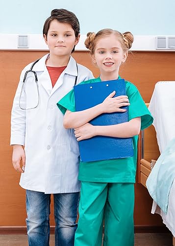 Miniatura 3 de Juego de 2 disfraces de médico para niños, uniforme de cirugía quirúrgica con estetoscopio, para Halloween, disfraz, cosplay