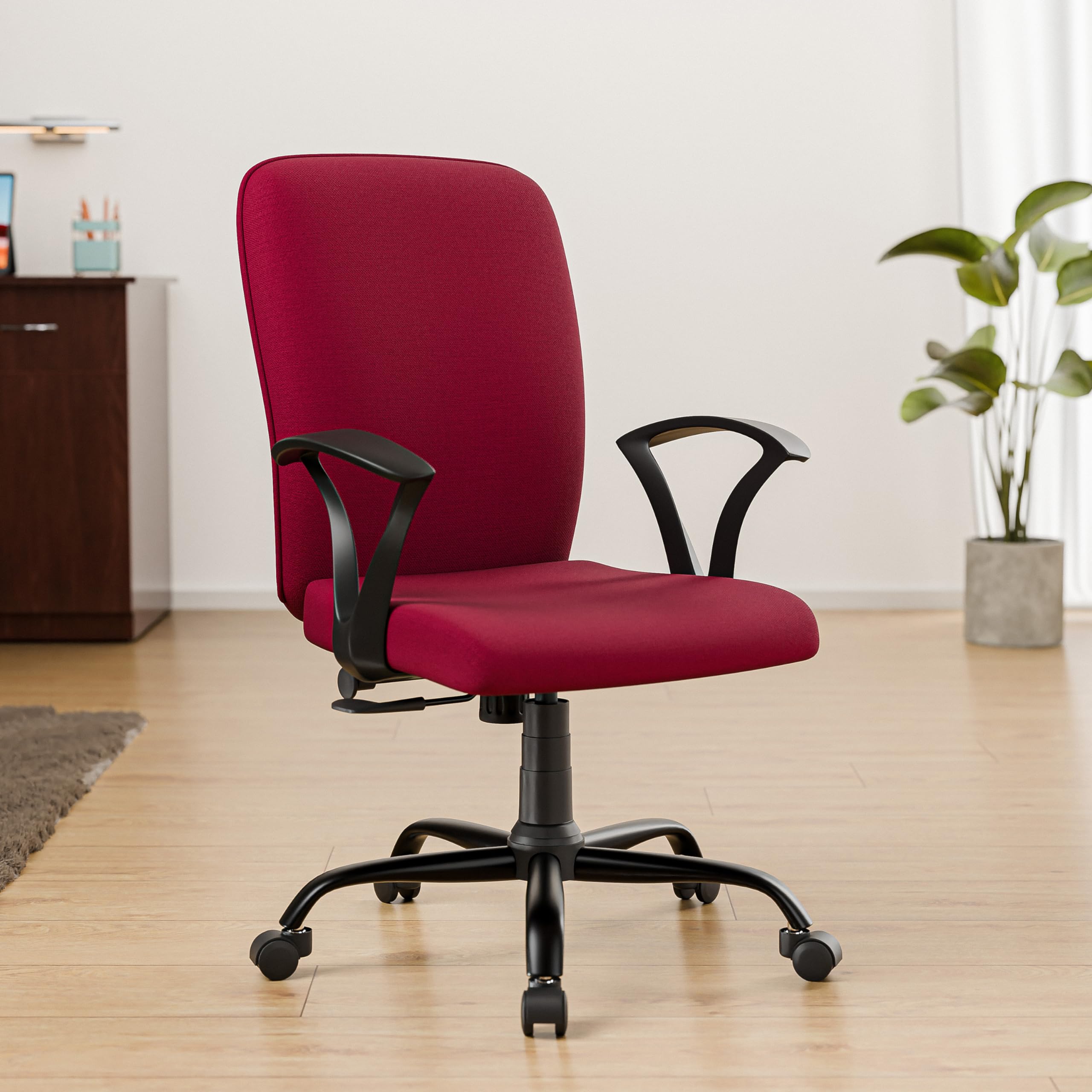 Green Soul Seoul X Office Chair, Mid Back Fabric Ergonomic Home Office Desk Chair with Comfortable & Spacious Seat, Rocking-tilt Mechanism & Heavy Duty Metal Base (Maroon)