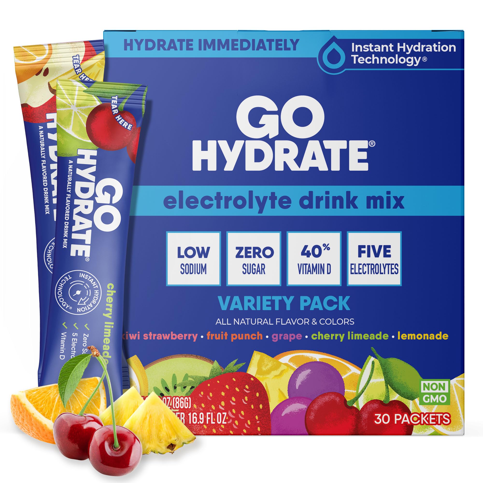 GoHydrate Low Sodium Electrolytes Powder Packets