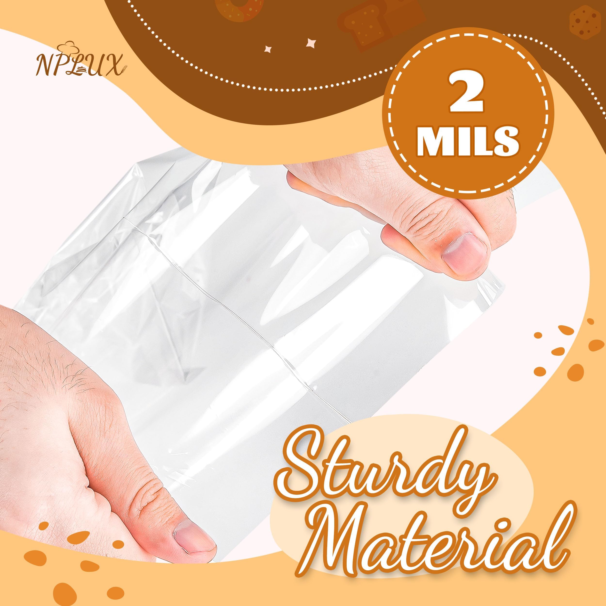 NPLUX 100 Pack Cellophane Bags Small Plastic Cookie Bag Clear Treat Bags with Twist Ties for Small Gift Party Favors Bakery - Image 4