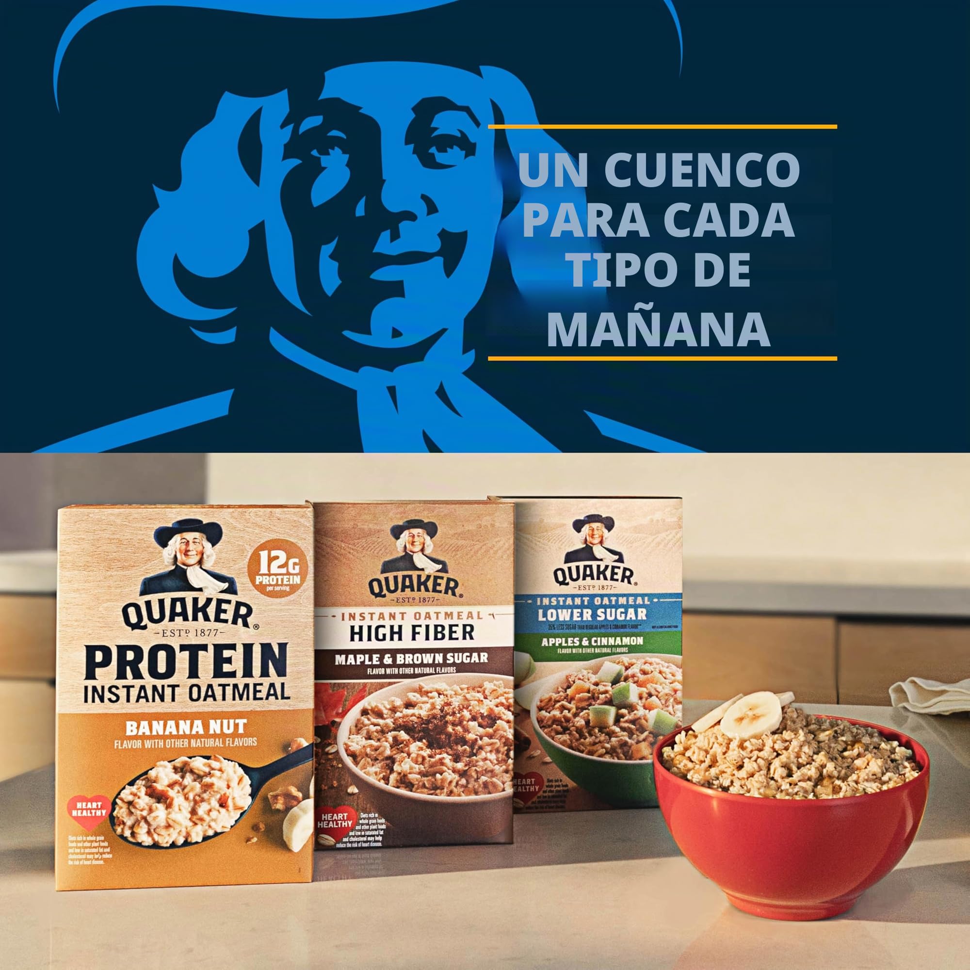 Quaker Harina de avena instantánea baja en azúcar, 4 sabores, 44 unidades