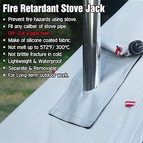 Miniatura 4 de PRESELF Tipi - Tienda de campaña ligera para 3 personas con tubos de combustión ignífugos, tienda de campaña para ventana para equipo familiar,