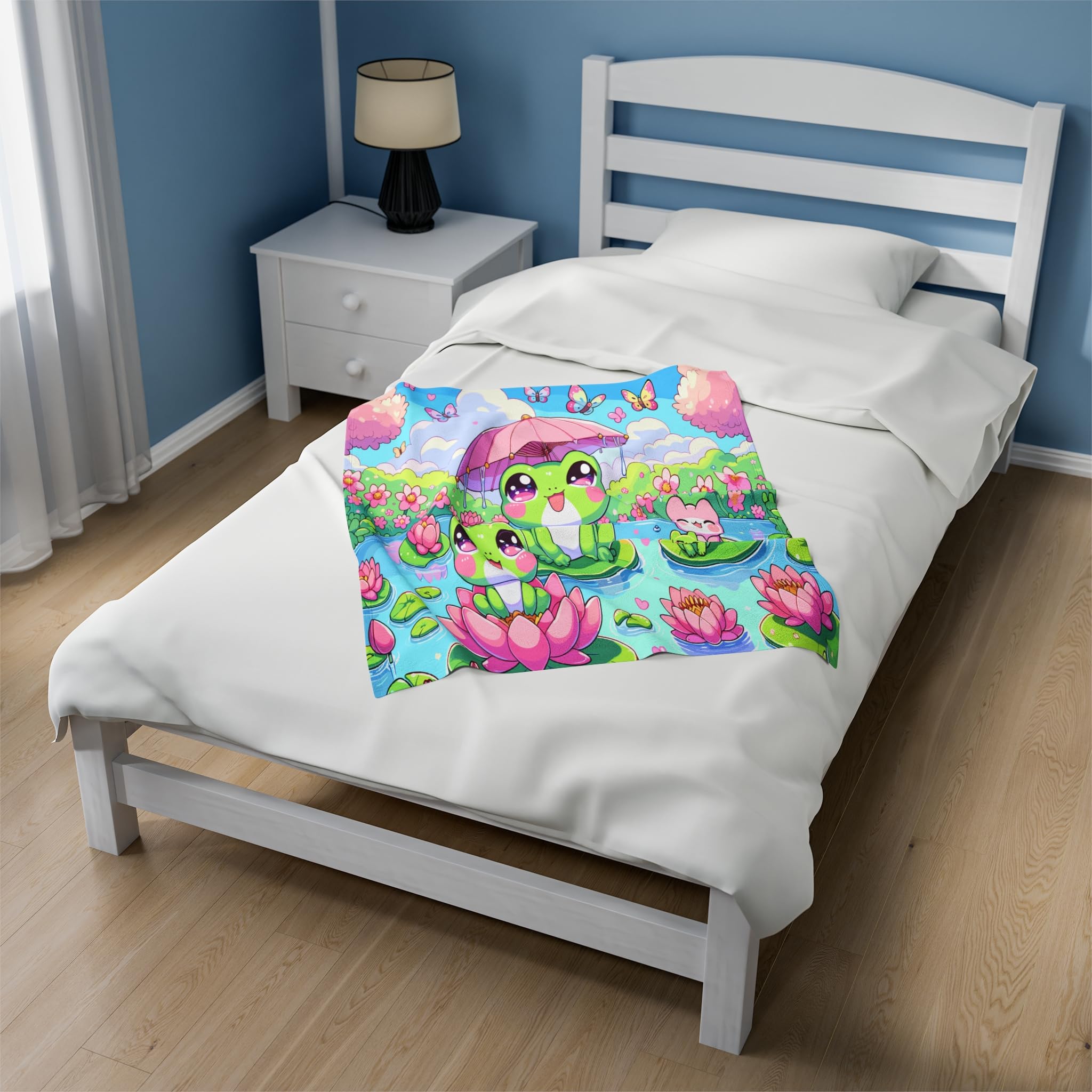 Couverture peluche douce trois grenouilles pour vos soirées cocooning devant la télé