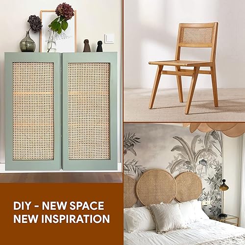 Miniatura 4 de KOLWOVEN Cincha de caña de plástico de 24 pulgadas de ancho x 3.3 pies para proyectos de enlatado, caña de malla abierta pretejida natural, malla de