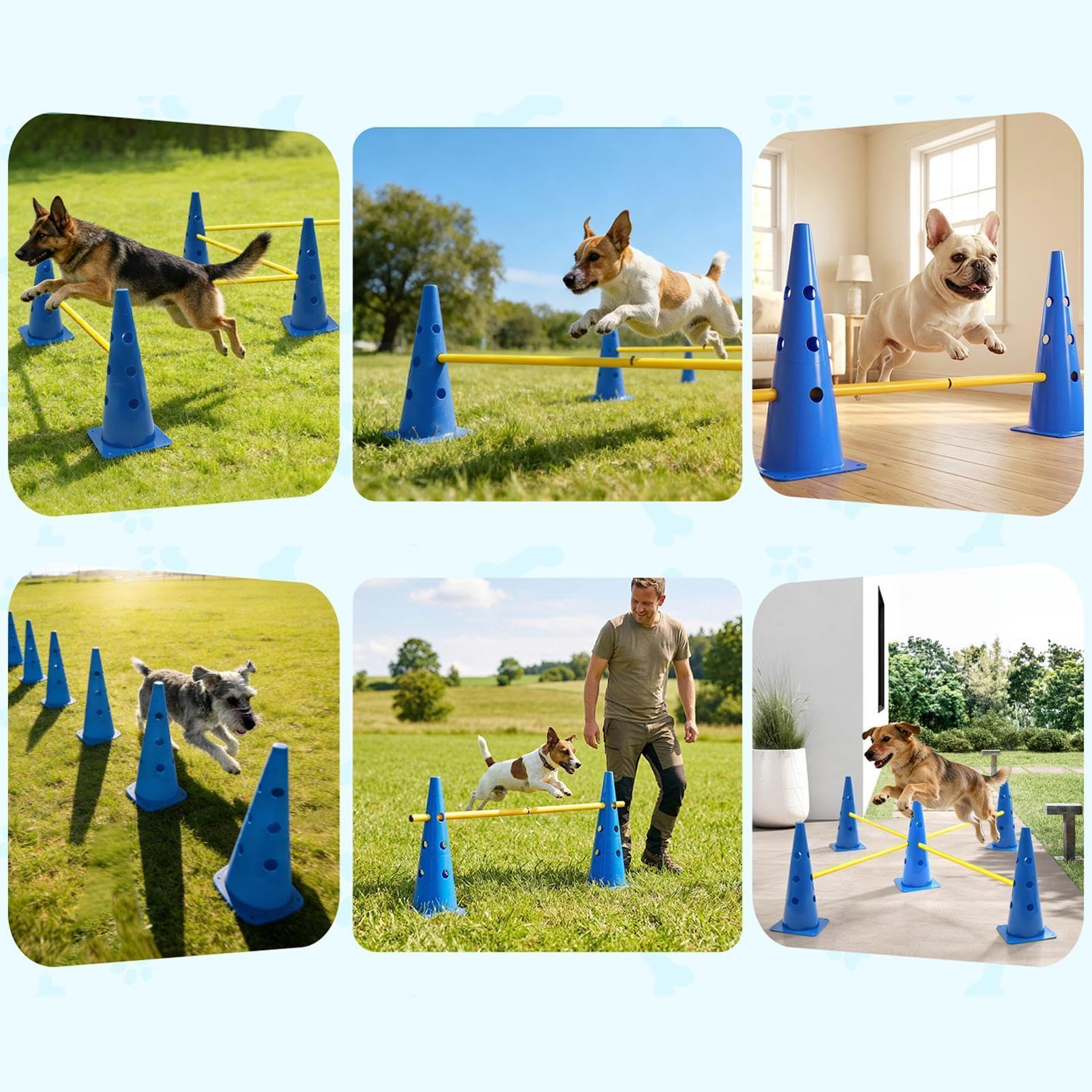 Curso de Agilidad para Perros para Jardín Resistente y Portátil | Equipo de Entrenamiento Canino con Varillas para Jardín Interior, Parque, Hogar, Cachorros Medianos Grandes