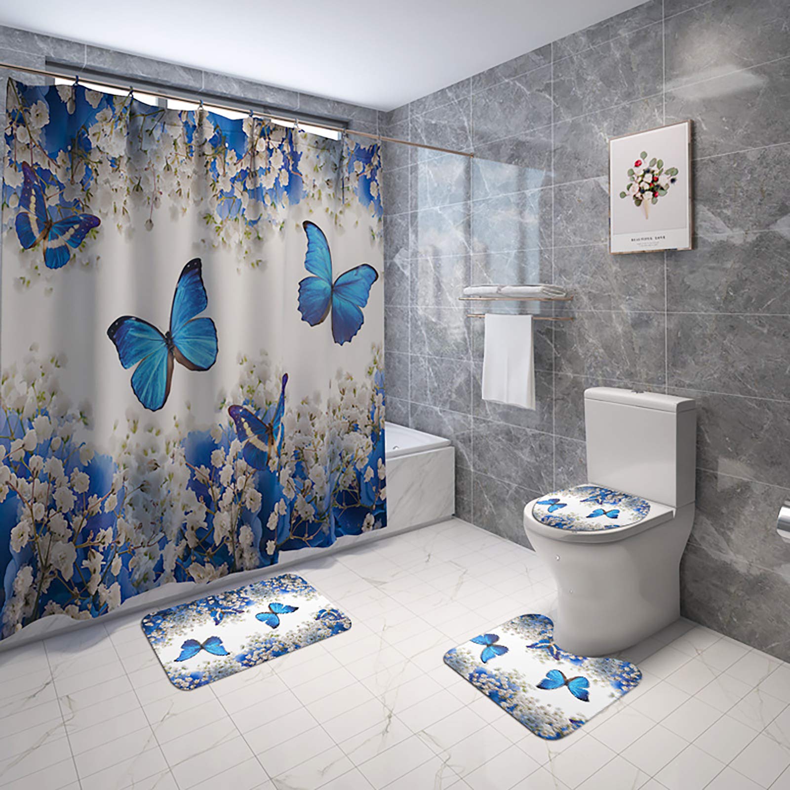 Tapis de salle de bain anti-éclaboussures et rideau anti-moisissure