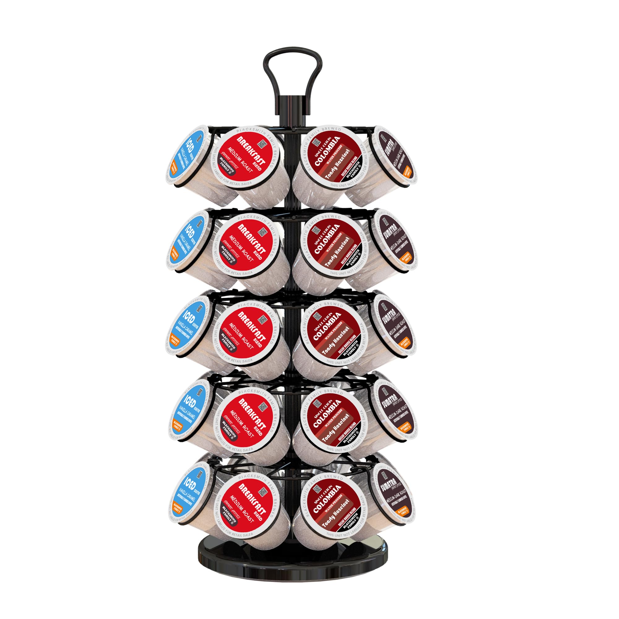 K Cup Holder 40 Pods Capacity, Coffee Pods Holder Storage Organizer Stand | K Cup Carousel, 360°Rotating K Cup Organizer, Easy-Grip Top Handle,Space-Saving for Countertop, K Cups Holder Easy Assembly Carousel - Heavy-Duty Base, Black