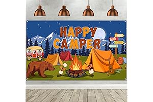 Enliven Your Camping-Themed Birthday Party with Our Captivating Backdrop