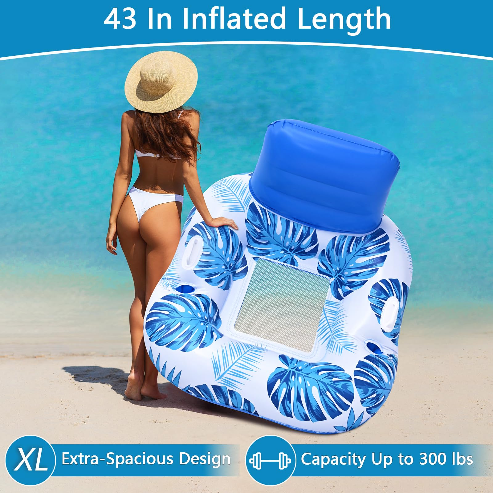 Flotador De Piscina Con Toldo Y Reposacabezas – Silla Inflable Con Portavasos Para Playa Y Lago