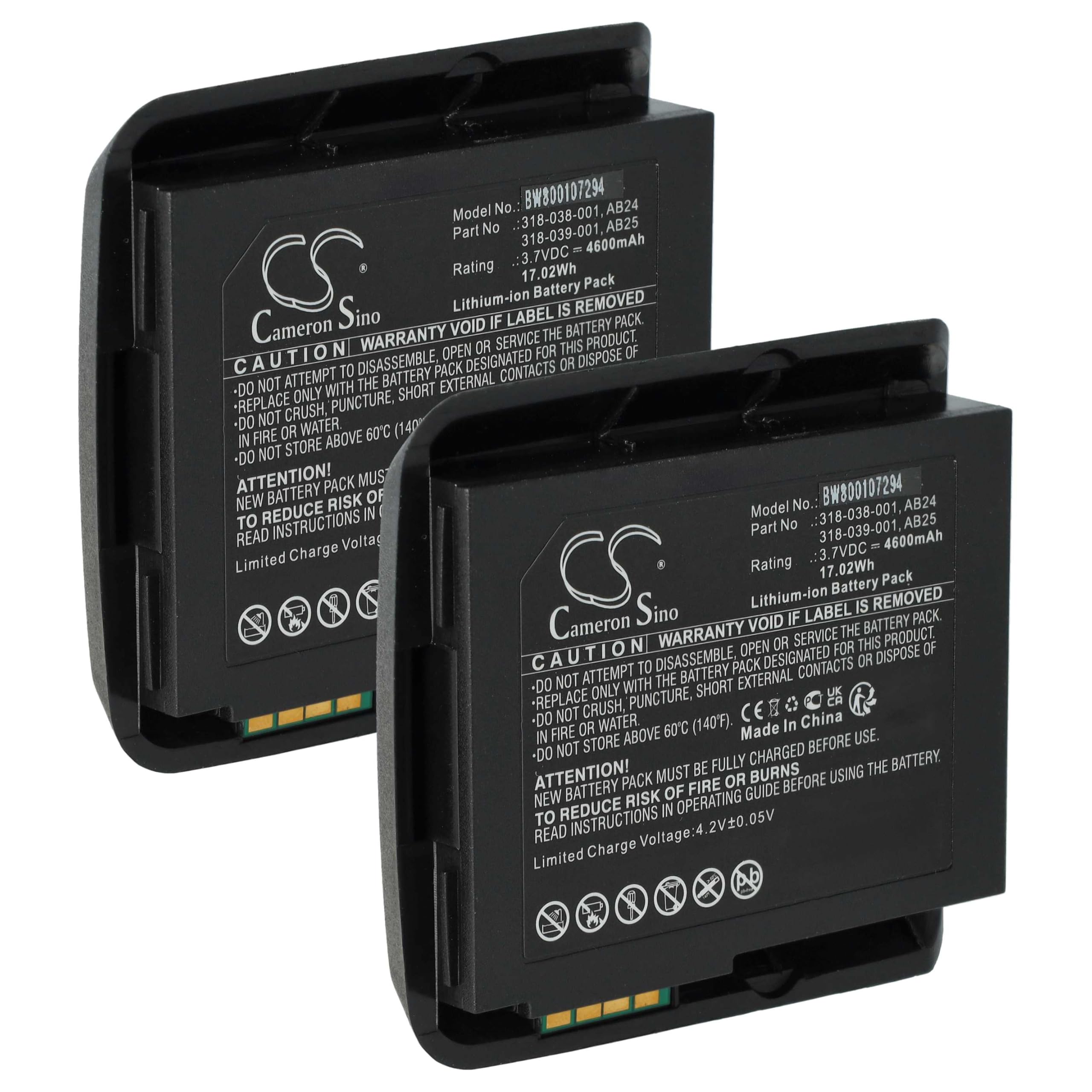 vhbw 2x batteria compatibile con Intermec CN50, CN51 lettore di codici a barre, POS (4600mAh, 3,7V, Li-Ion)