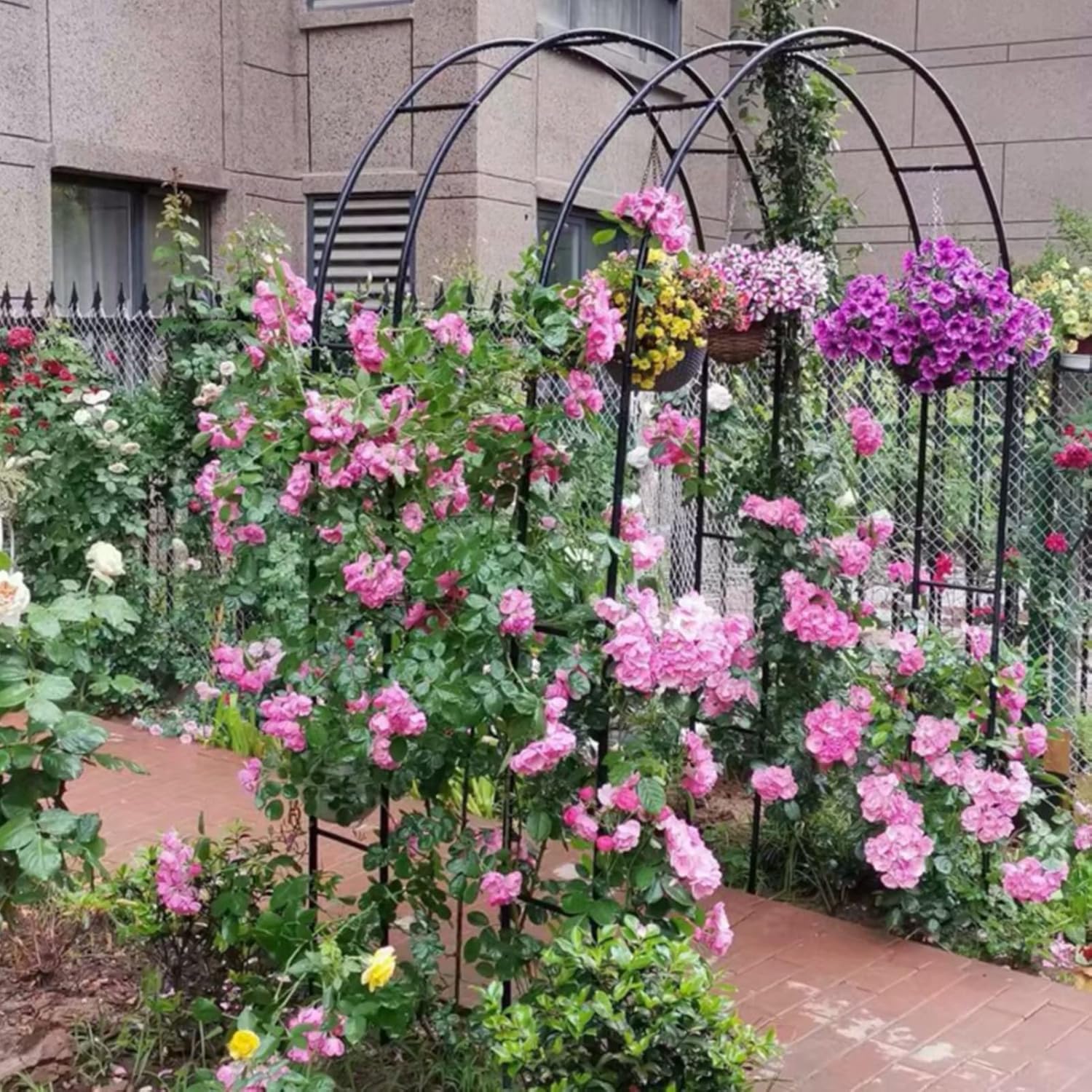 Rose arch Plant climbing Stand, Garden Arch Metal Trellis Pergola Arbor, Decor Wedding Archway, for Lawn Backyard Terrace, with base, Weather Resistant frame ( Color : Green , Size : 120x220x40cm )