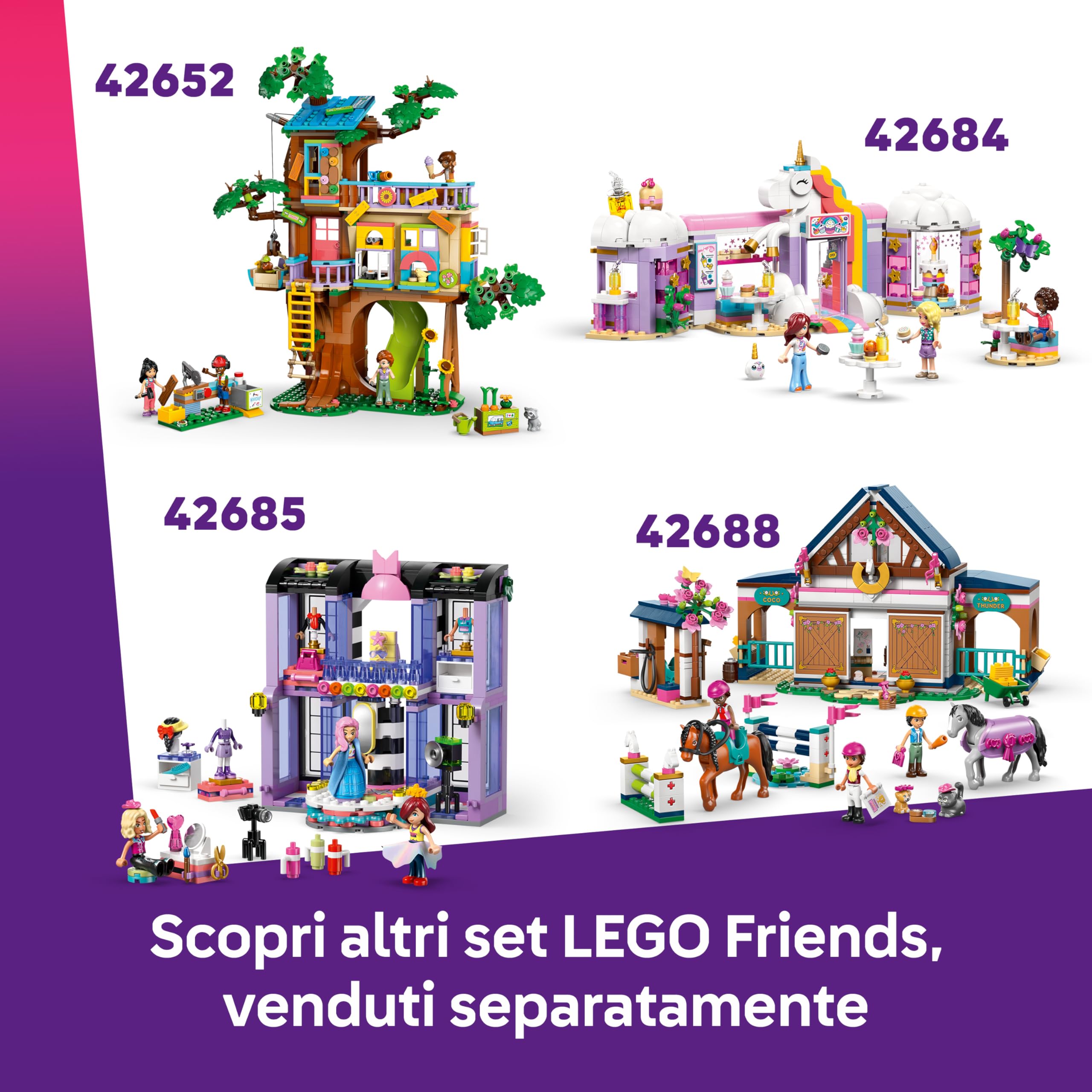LEGO Friends Casa dell'Amicizia di Heartlake City - Giocattolo Miniatura da Costruire con 5 Mini Bamboline, 3 Animali Domestici tra cui un Gatto e Accessori - Regalo per Bambine da 8 Anni in su 42689