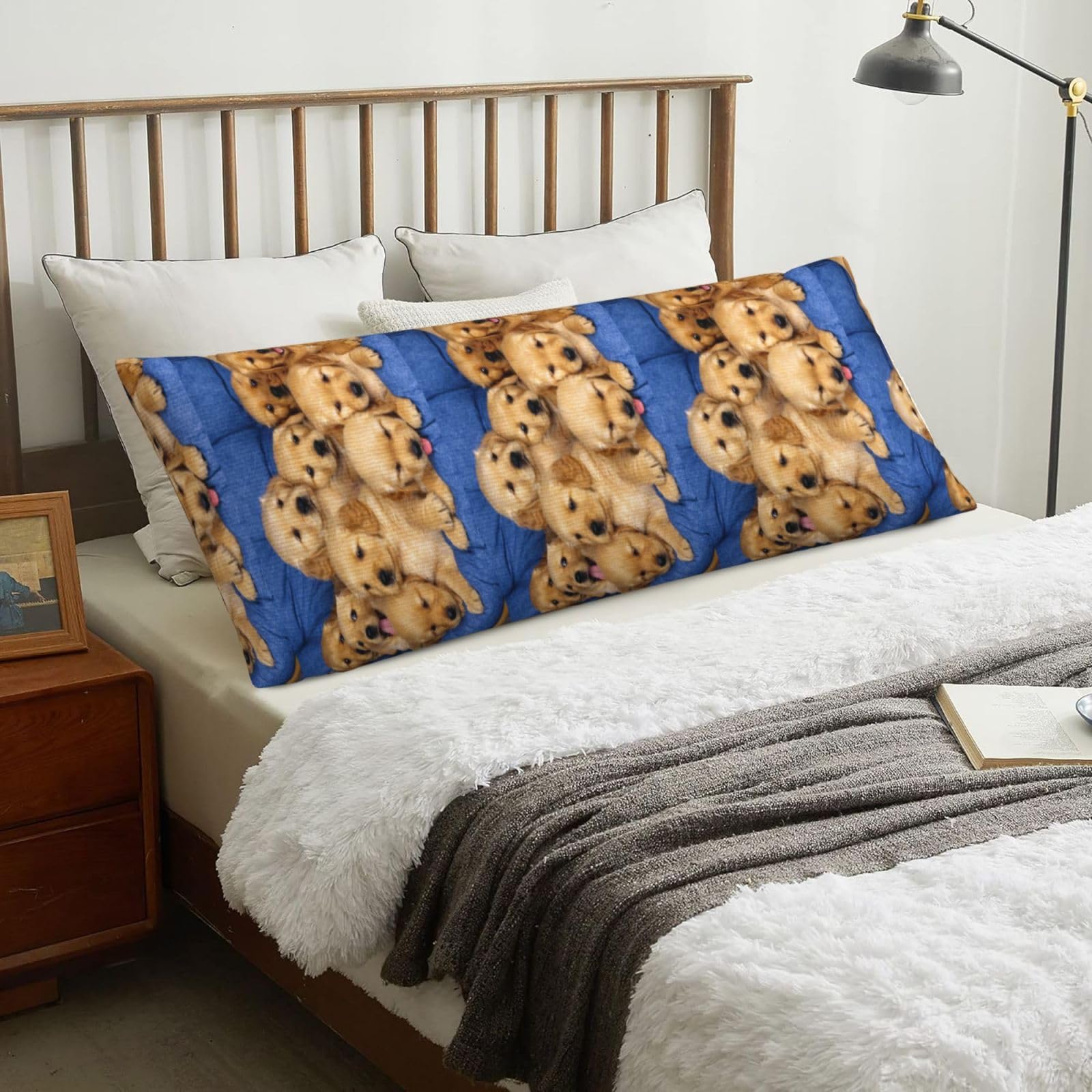 Dog Pattern, Body Pillow Cover with Zipper,Long Body Pillowcase 20 x 60 in