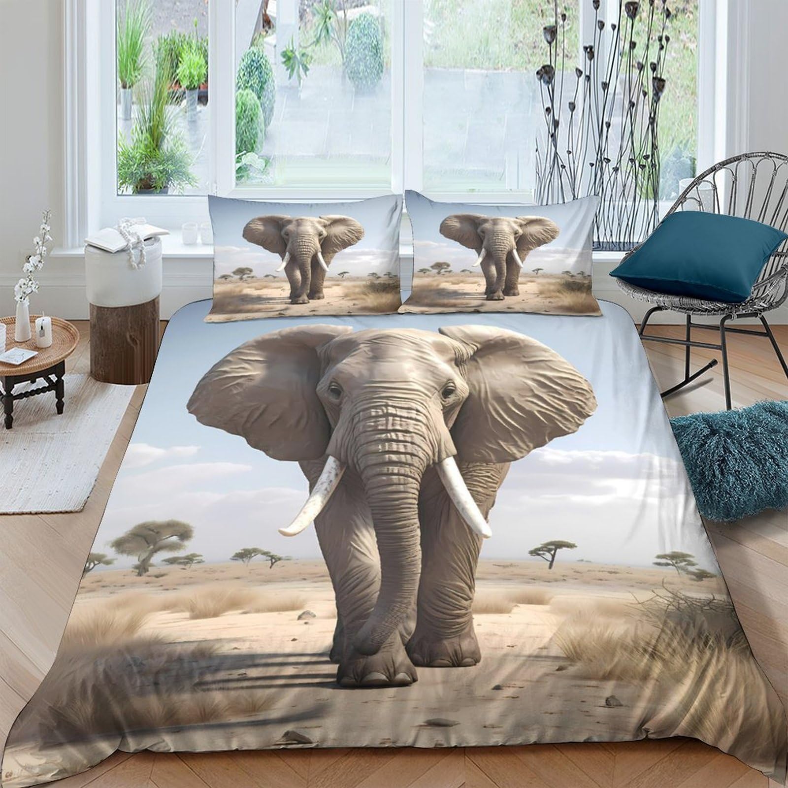 Ctjqhvkz Style-5 3D Printed Elephant Safari Fitted Sheet Microfiber Soft Bed Cover For Bedroom Decor Adult Youth Dorm Single（135X200cm）
