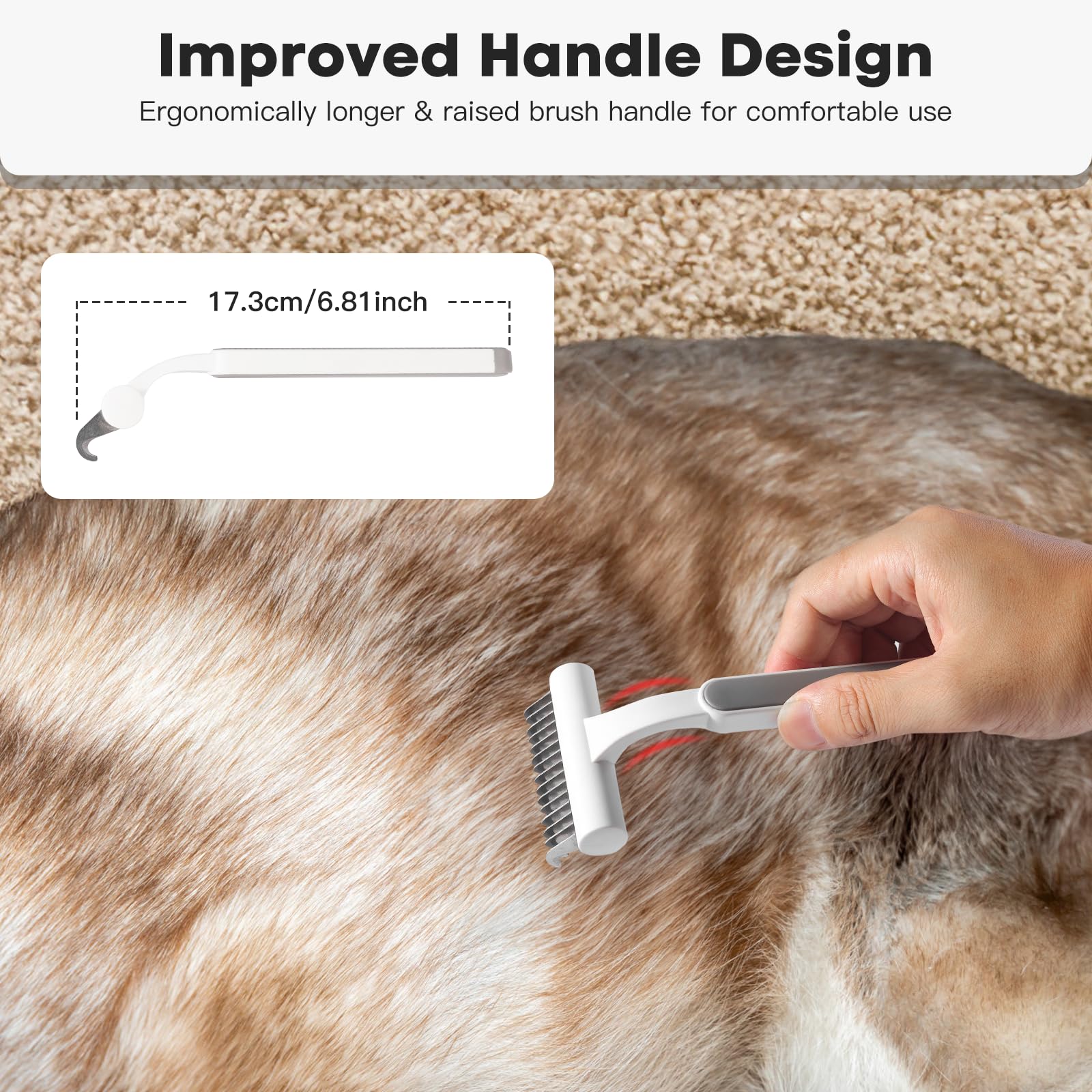 Cepillo de gato para gatos de pelo largo, cepillos para gatos de interior, aseo y desprendimiento, cepillo para desenredar gatos, peine para quitar el pelo suelto y el pelo mate, rastrillo de aseo de