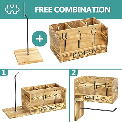 Miniatura 4 de BAMEOS Soporte para utensilios de cocina - Soporte para utensilios de cocina para espátula, cuchara, alambre, organizador de utensilios de metal,